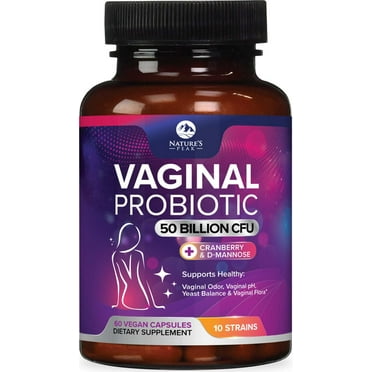 Vaginal Probiotics for Women pH Balance with Prebiotics, 50 Billion CFU, 10 Probiotic Strains, Cranberry, D-Mannose & XOS - Healthy Vaginal Odor & Flora, UT & Feminine Digestive Health - 60 Capsules