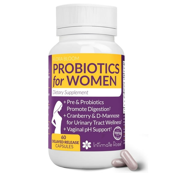 Vaginal Probiotics for Women - pH Balance with Prebiotics, Cranberry, and D-Mannose - Supports Digestive, Urinary Tract Health, and Bladder Wellness - Probiotics for Women Vaginal Health - 60 Vegan C