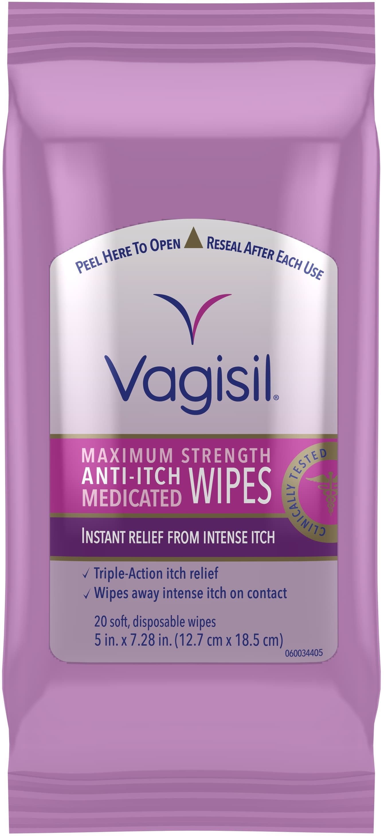 Vagisil Anti-Itch Medicated Wipes 20 Each (Pack of 3)