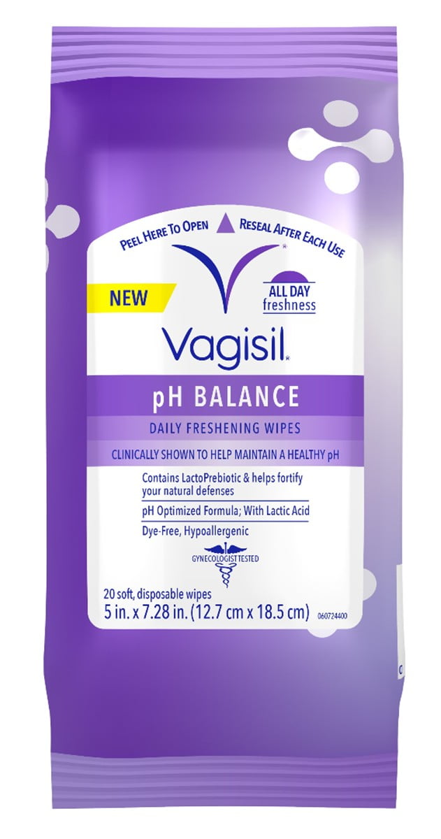 Vagisil Daily Freshening Wipes Ph Balance 20 Count (Pack of 6)