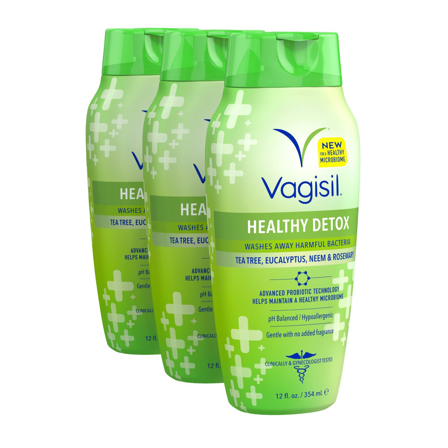 Vagisil Daily Intimate Vaginal Feminine Wash, Healthy Detox, 12 fl. oz. (Pack of 3)