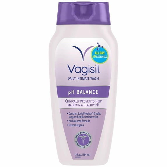 Vagisil Hypoallergenic PhBalance Dye-Free Daily Intimate Wash, 12oz, 4-Pack