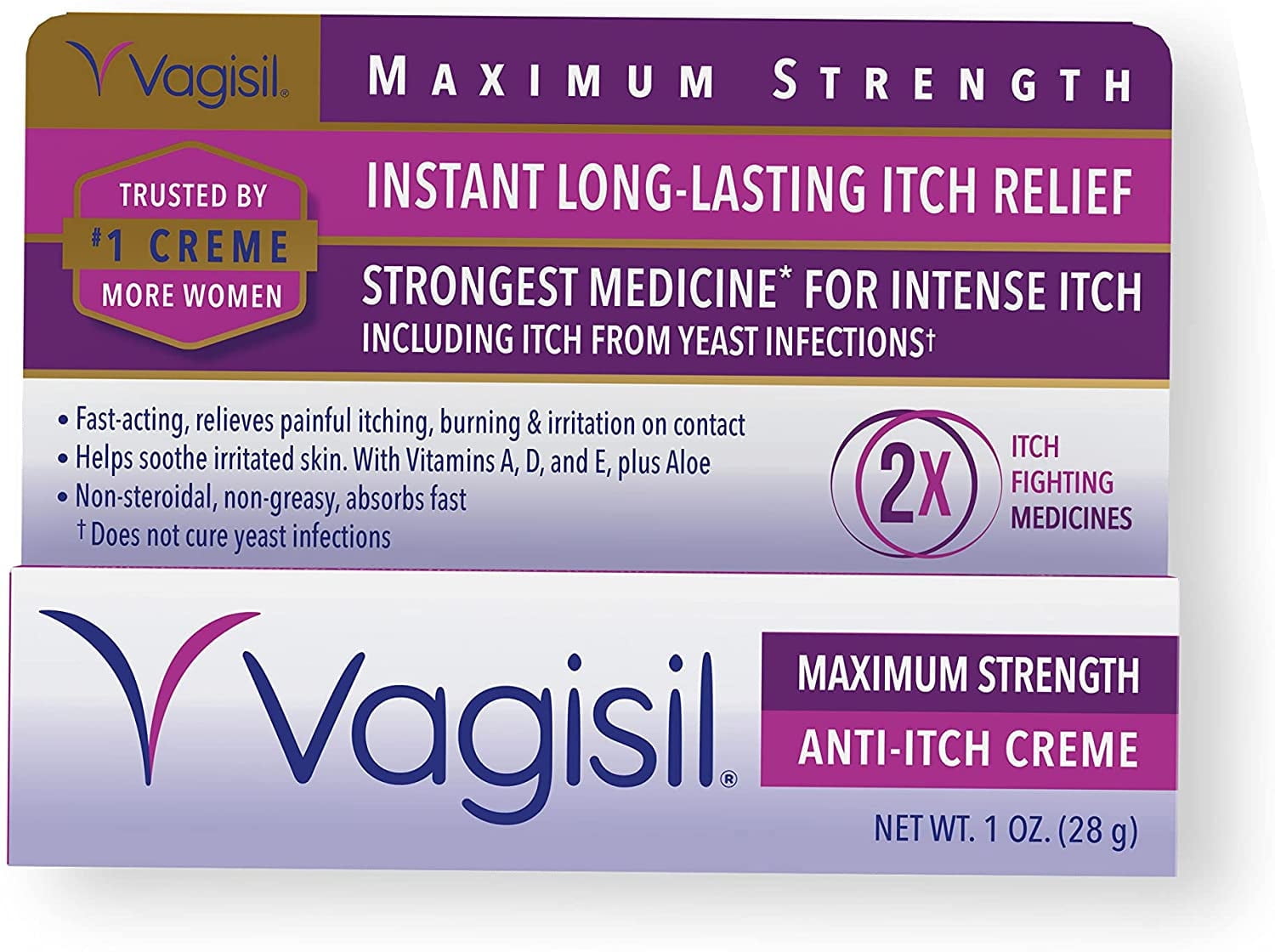 Vagisil Maximum Strength Anti-Itch Creme Instant Long Lasting Relief 1 oz