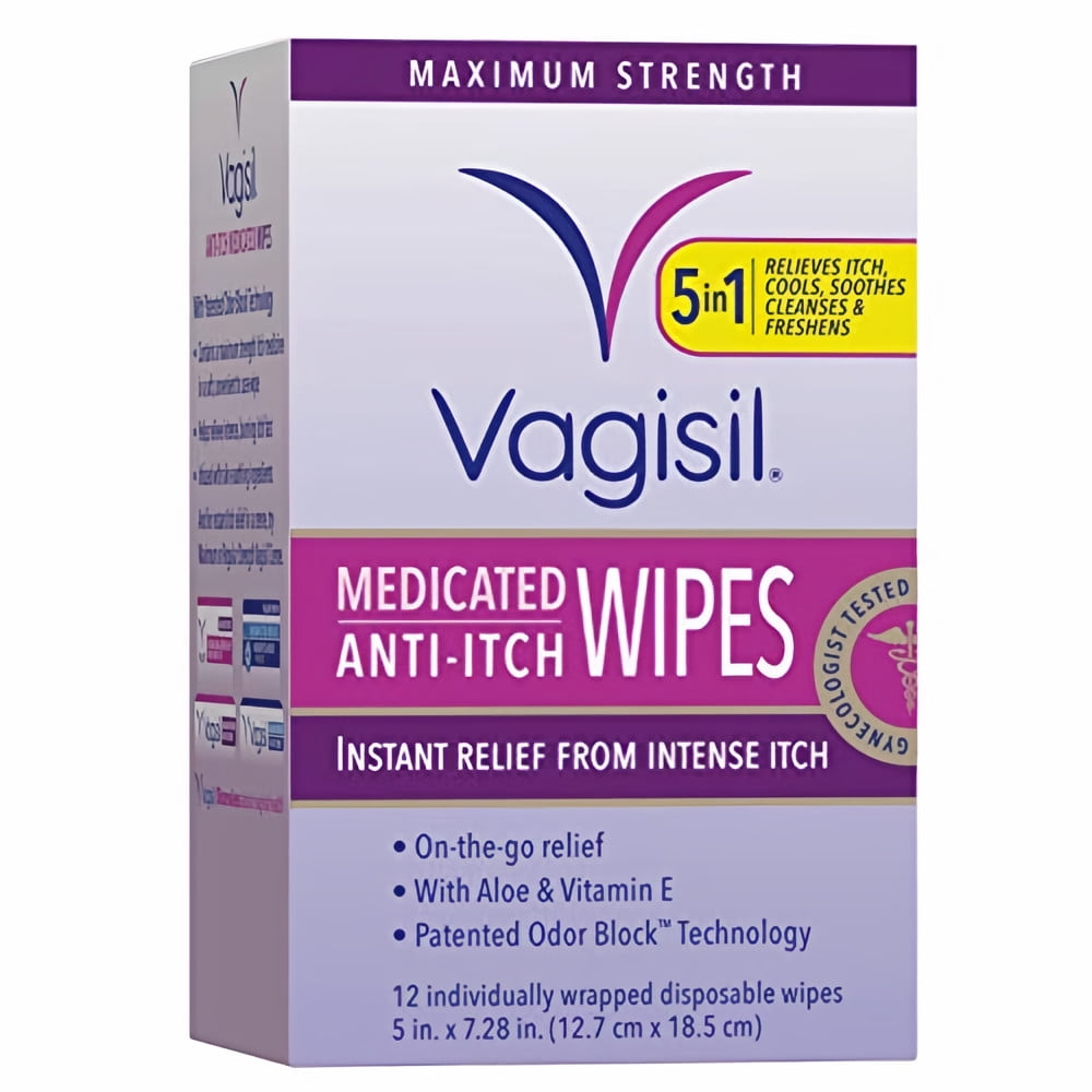 Vagisil Medicated Anti-Itch Wipes, 12 Count (Pack of 9)