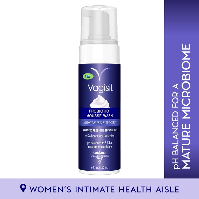Vagisil Menopause Support Probiotic Mousse Wash, pH Balanced for
