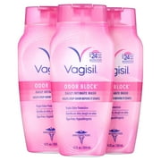 Vagisil Odor Block Daily Intimate Vaginal Wash, For 24 Hour Odor Protection, 12 Fluid Ounce Bottle (Pack of 3)