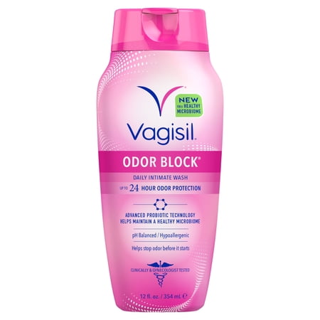 Vagisil Feminine Wash for Intimate Area Hygiene, Odor Block, Gynecologist Tested, Hypoallergenic, 12 fl oz,