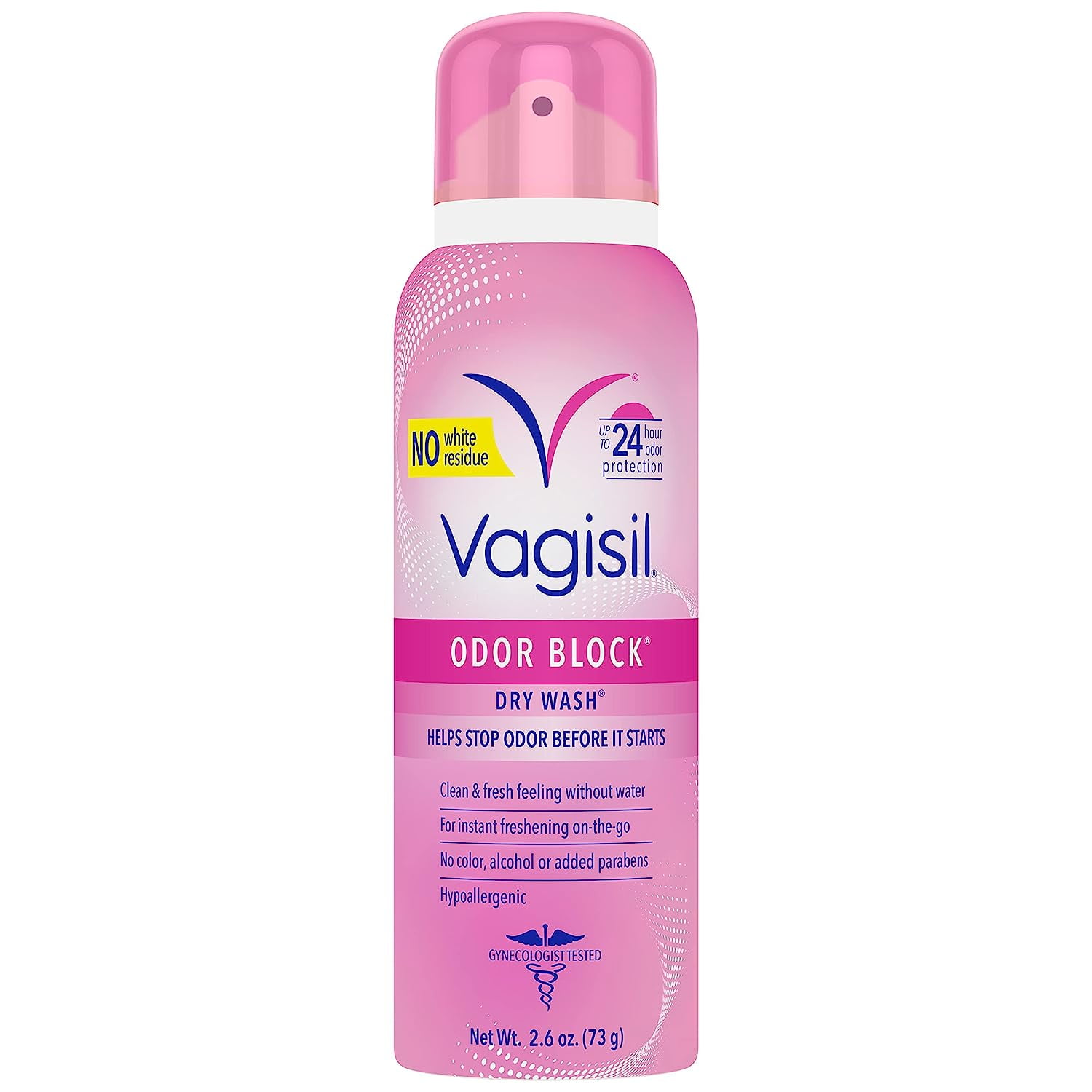 Vagisil Odor Block Dry Wash Spray for Feminine Hygiene, Gynecologist Tested, Hypoallergenic, 2.6 Ounces (Pack of 1)