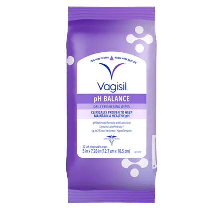 Vagisil PH Balance Daily Freshening Wipes for Feminine Hygiene, 20 Count