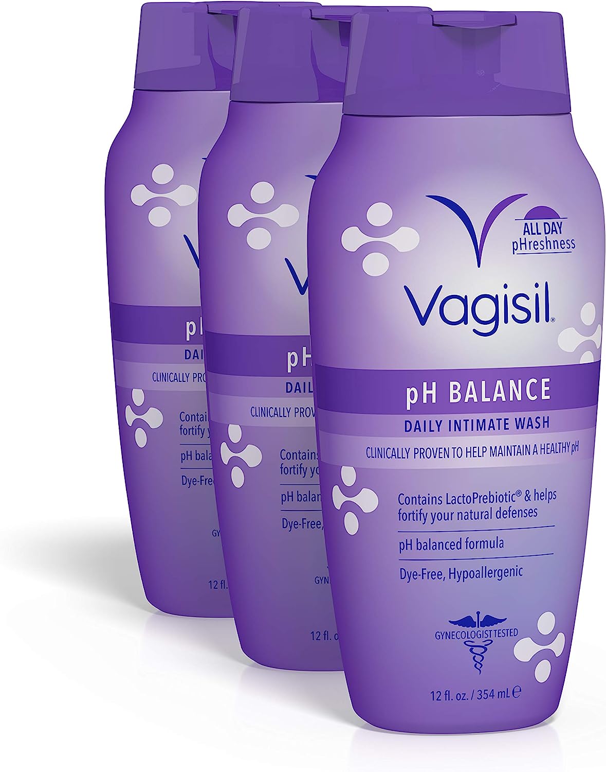 Vagisil PH Balance Daily Intimate Vaginal Feminine Wash, 12 oz, 3 Pack - image 1 of 8