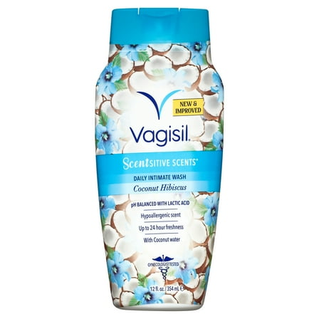 Vagisil Scentsitive Scents Feminine Wash, Coconut Hibiscus Scent, 12 oz, 1 Pack