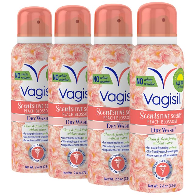 Vagisi Scentsitive Scents Dry Wash Spray, Peach Blossom, 2.6 oz., 4