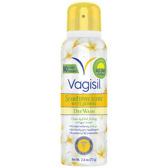 Vagisil Sensitive Scents Dry Wash Spray, White Jasmine, 2.6 oz