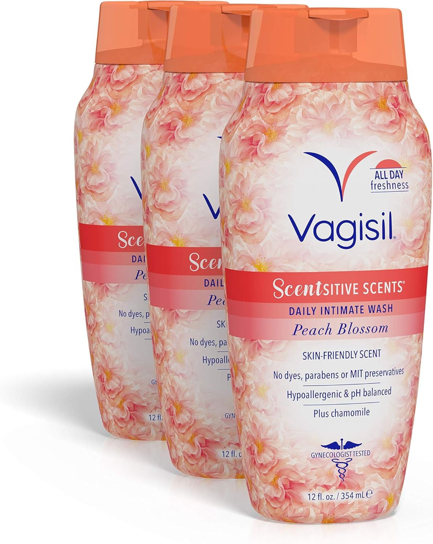 Vagisil Sensitive Scents Feminine Wash, Peach Blossom 12 fl. oz., 3 Pack