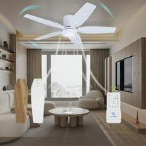 Vagizm 52 Inch Flush Mount Ceiling Fan with Light - 5 Blades Ceiling Fan for Living Room and Bedroom - 5000 CFM - Quiet DC Motor - Dimmable - Reversible Function - White