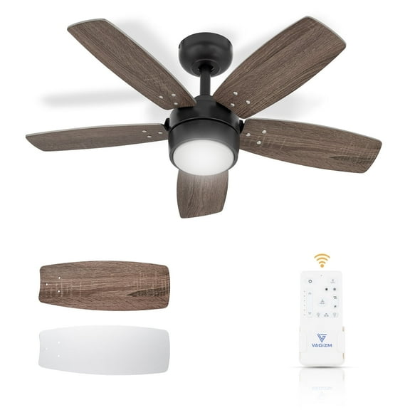 Vagizm 36-Inch Ceiling Fan with Bronze Walnut, Modern LED Lighting, and Remote Control for Indoor Use