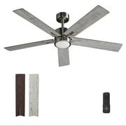 Vagizm 52 Inch Ceiling Fan Brushed Nickel: Remote Controlled Dimmable Light Combo - Quiet Reversible - 5 Blades (Brushed Nickel+Gray)