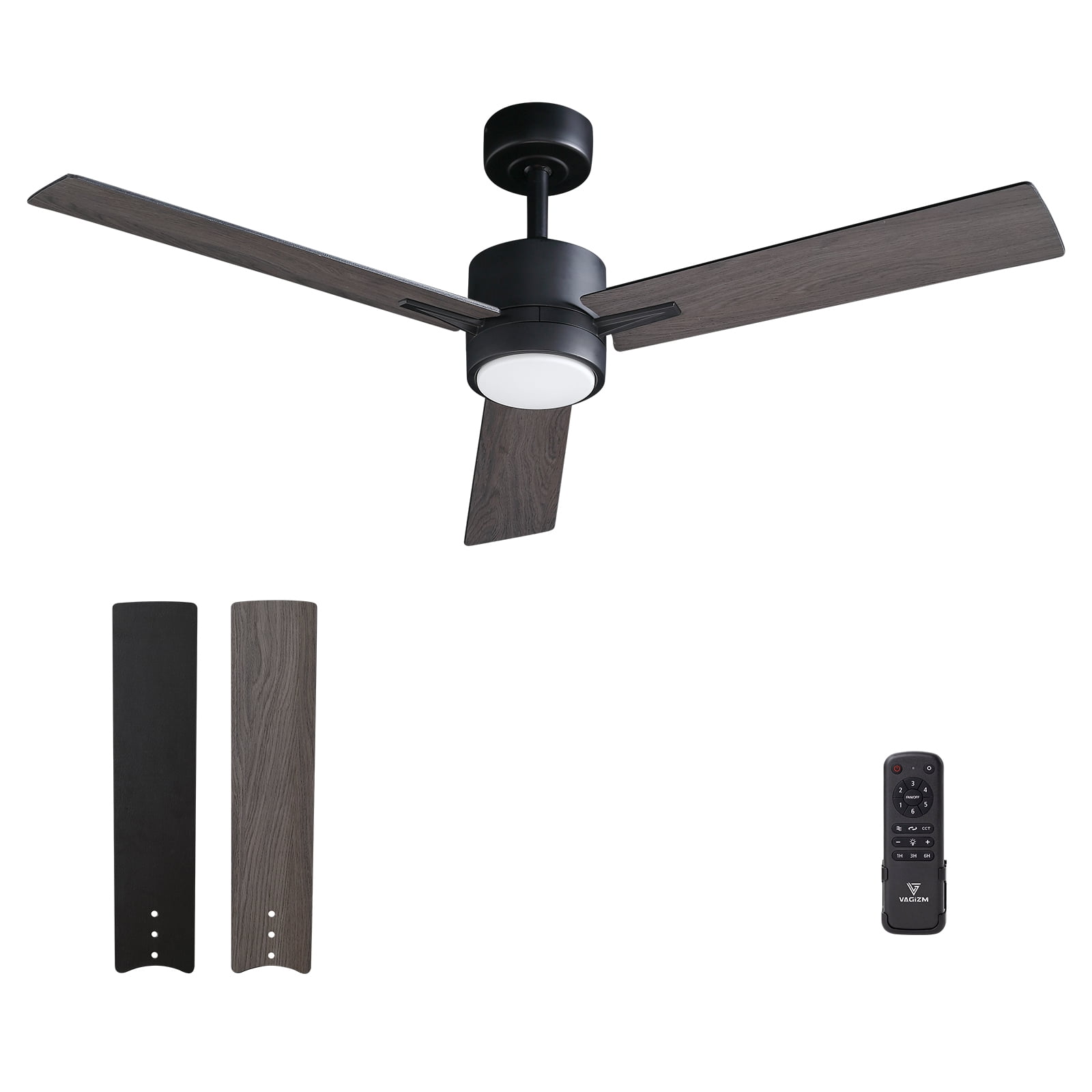 Vagizm Ceiling Fan with Light Remote: 52 Inch Modern Bedroom Fans with ...