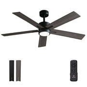 Vagizm Ceiling Fan with Light Remote: 52 inch Modern Bedroom Fans with Dimmable Tri-Color Temperature LED - Quiet Reversible DC Motor - Indoor Outdoor
