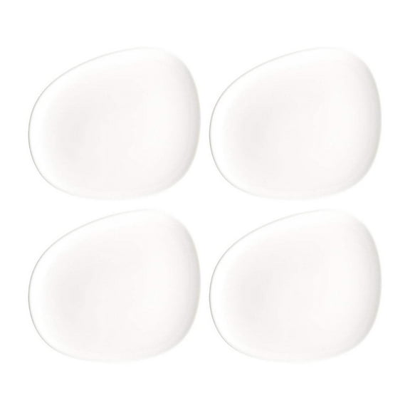 Vago 9.5" x 7.5" Organic Warm White Porcelain Plate (Set of 4)