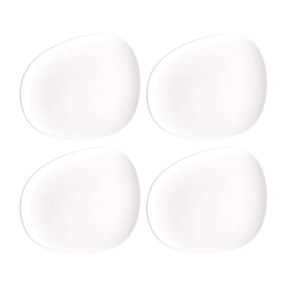 Vago 9.5" x 7.5" Organic Warm White Porcelain Plate (Set of 4)