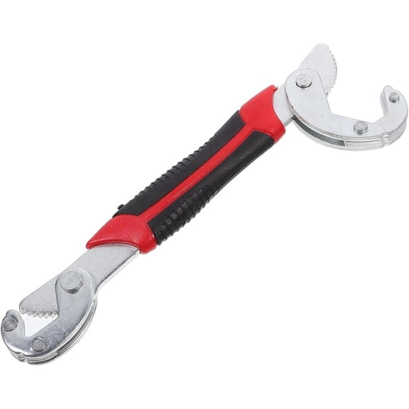 Vaguelly Adjustable Spanner Wrench Multi-function Plumbing Wrench Red Handle Small Size Universal Pipe Repair Tool for Plumbers and Home Use