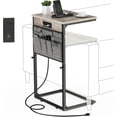 thumbnail image 1 of C Shaped End Table with Charging Station, 33"Tall Couch Side Table , Adjustable Height Small Couch Side Table for Small Spaces, Slide Under Sofa Table TV Tray with Metal Frame for Living Room, 1 of 17