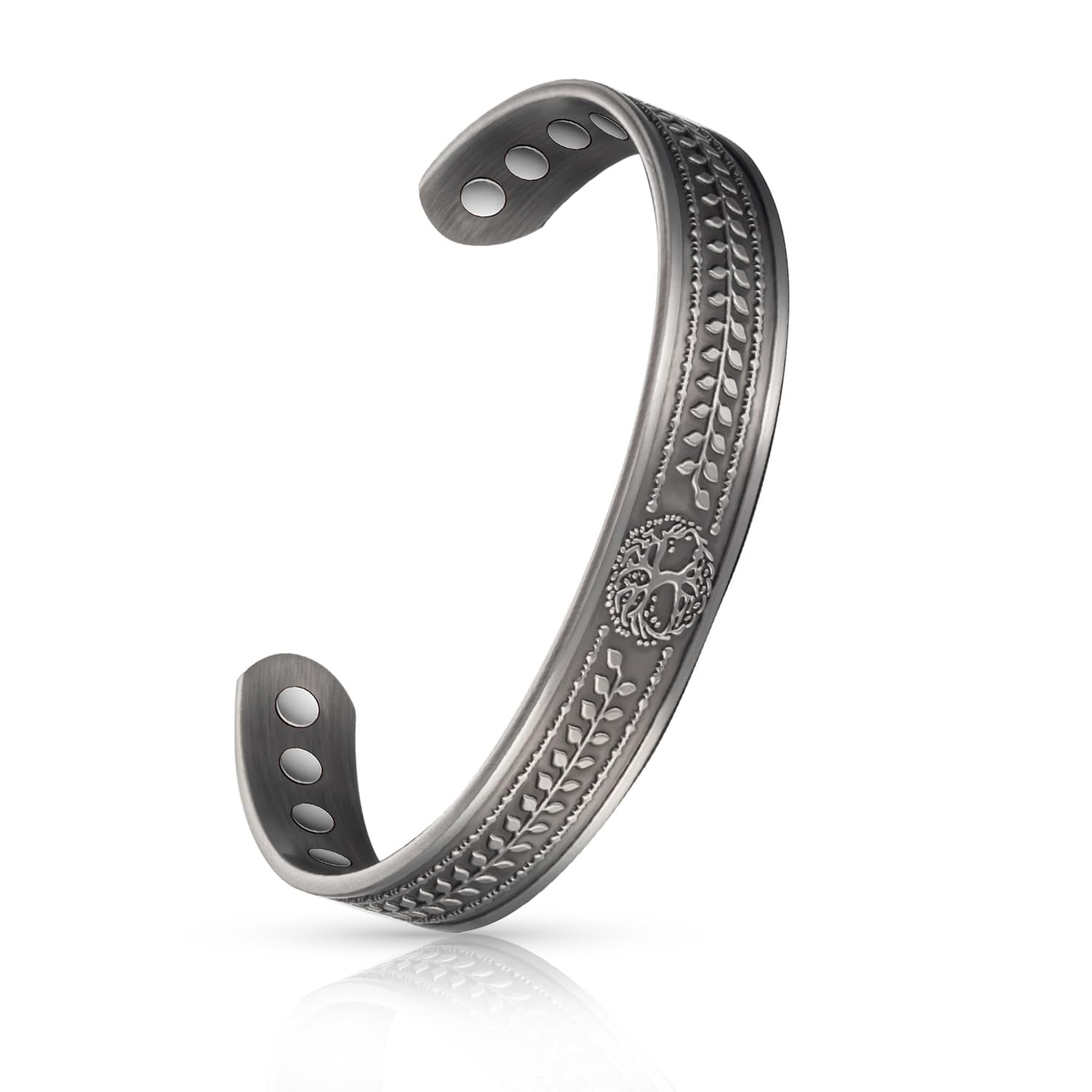 WOLLET Vagzen 7'' Pure Copper Bracelets for Women Men, Fashion Cuff Copper Jewelry