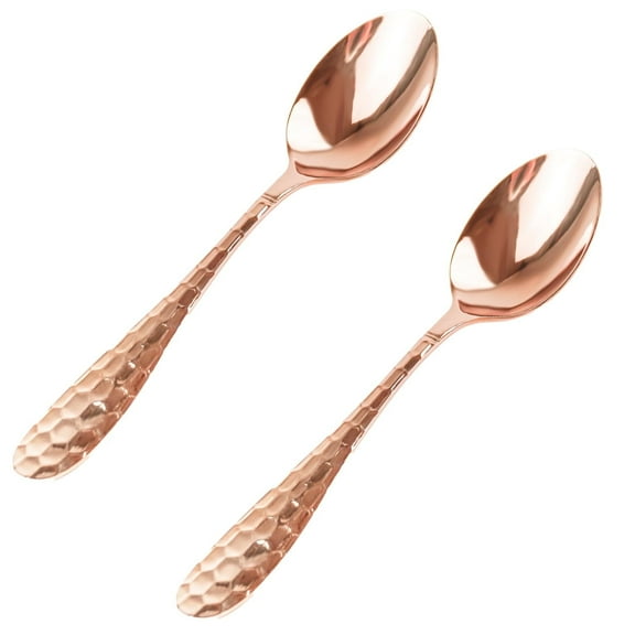 Wollet 99.9% Pure Copper Spoon Hammered, Set of 2,Soup Spoon, Copper Tableware (Length:7 in, width:1.4in)
