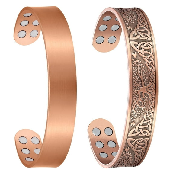 Wollet Copper Magnetic Bracelets Blanks for Men Women– Adjustable Copper Jewelry Set of 2