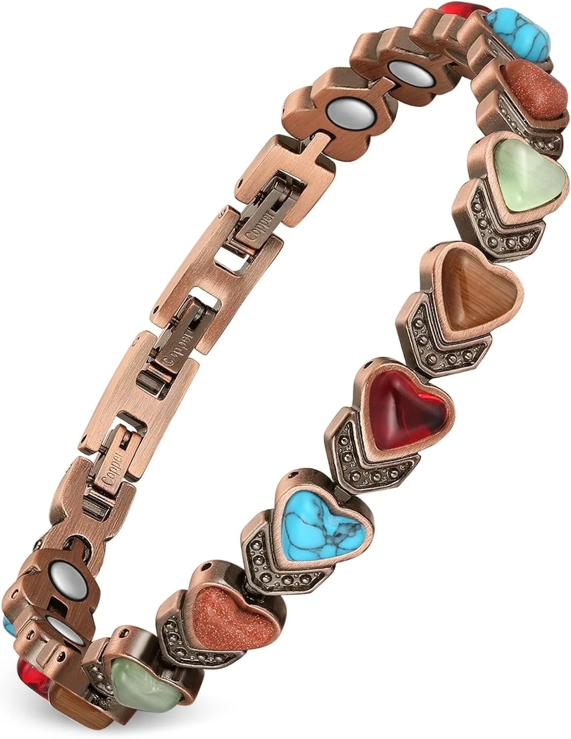 AzureBella Jewelry Magnetic Copper Cuff Bracelet Rope and Bead Design 11mm AzureBella Jewelry Magnetic Copper Cuff Bracelet Rope and Bead Design 11mm