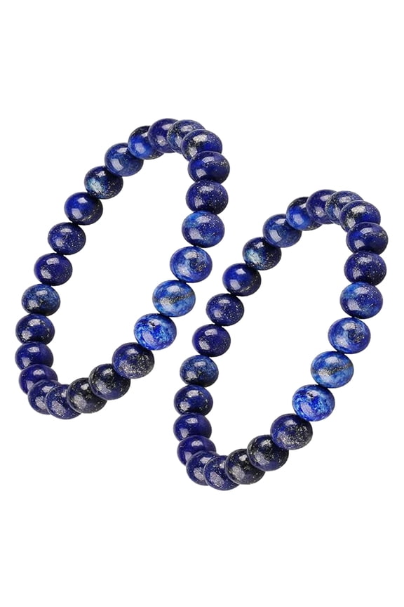 Vagzen Lapis Lazuli Blue Friendship Handmade Bracelet for Women Men, 2 Piece Set, 6.7 In