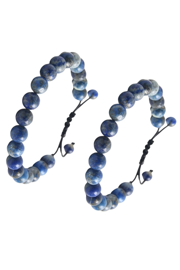 Vagzen Lapis Lazuli Blue Friendship Handmade Braided Rope Bracelet for Women Men, 2 Piece Set