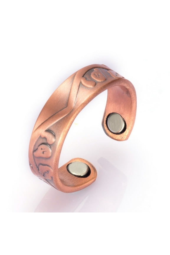 Vagzen Magnetic Pure Copper Open Cuff Ring for Women, Jewelry Gift Adjustable