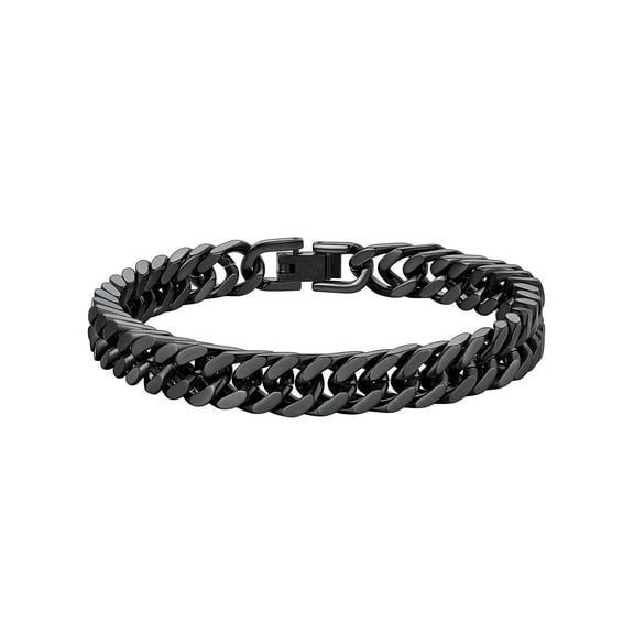 Vagzen Stainless Steel Chain Wrist Cuban Link Bracelet for Men Women,Width 8/12/17mm, 7.5"/8.3"/9"