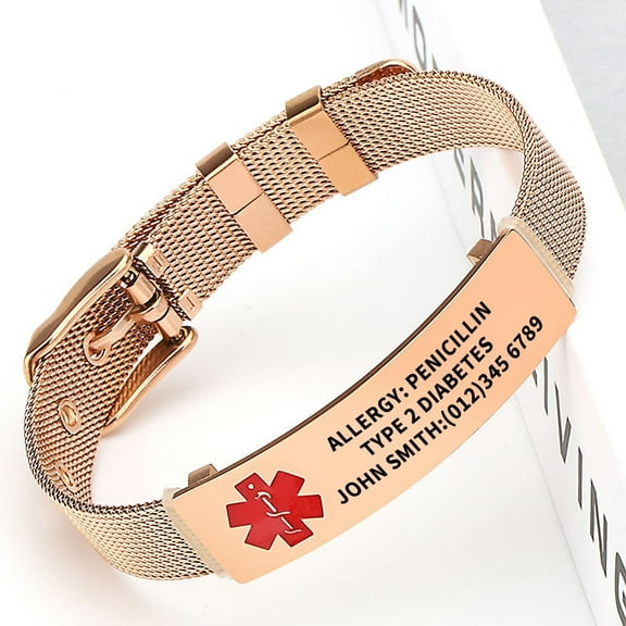 Vagzen Stainless Steel Medical Alert ID Bracelet for Men Women, Engraving Customize Now
