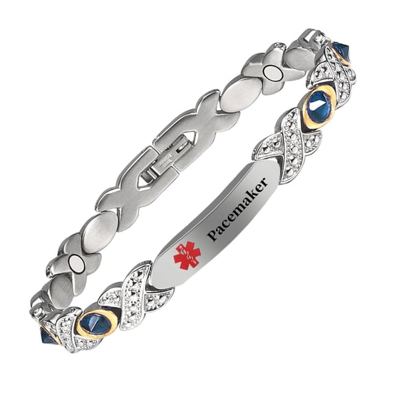 Wollet Stainless Steel Medical Alert ID Bracelets for WoMen, Engraved Pacemaker