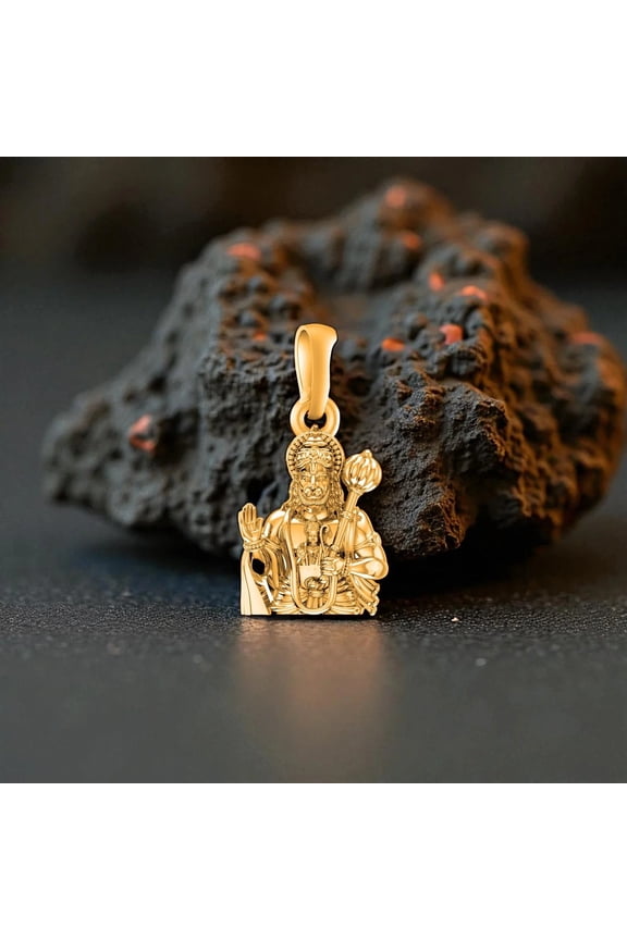 925 Sterling Silver 22k Gold Plated God Hanuman Pendant Lord Bajrang Bali Locket for Men and Women