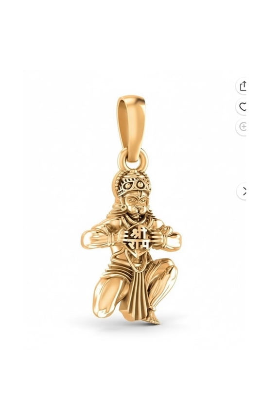 925 Sterling Silver 22k Gold Plated God Hanuman Pendant Pendant Lord Bajrang Bali Locket for Men and Women