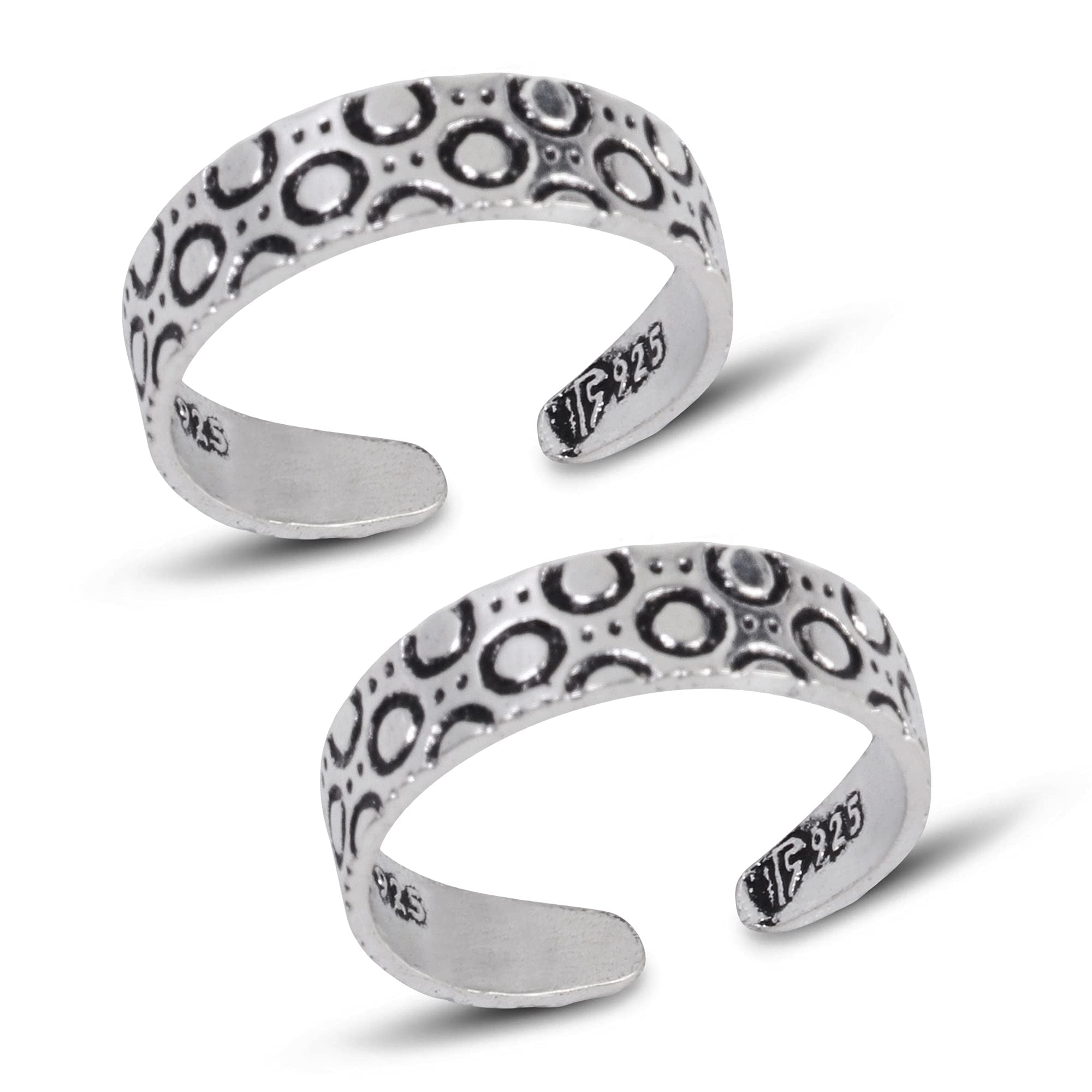 Vaidehi 925 Sterling Silver Toe Ring Pair For Women – Oxidized Band ...