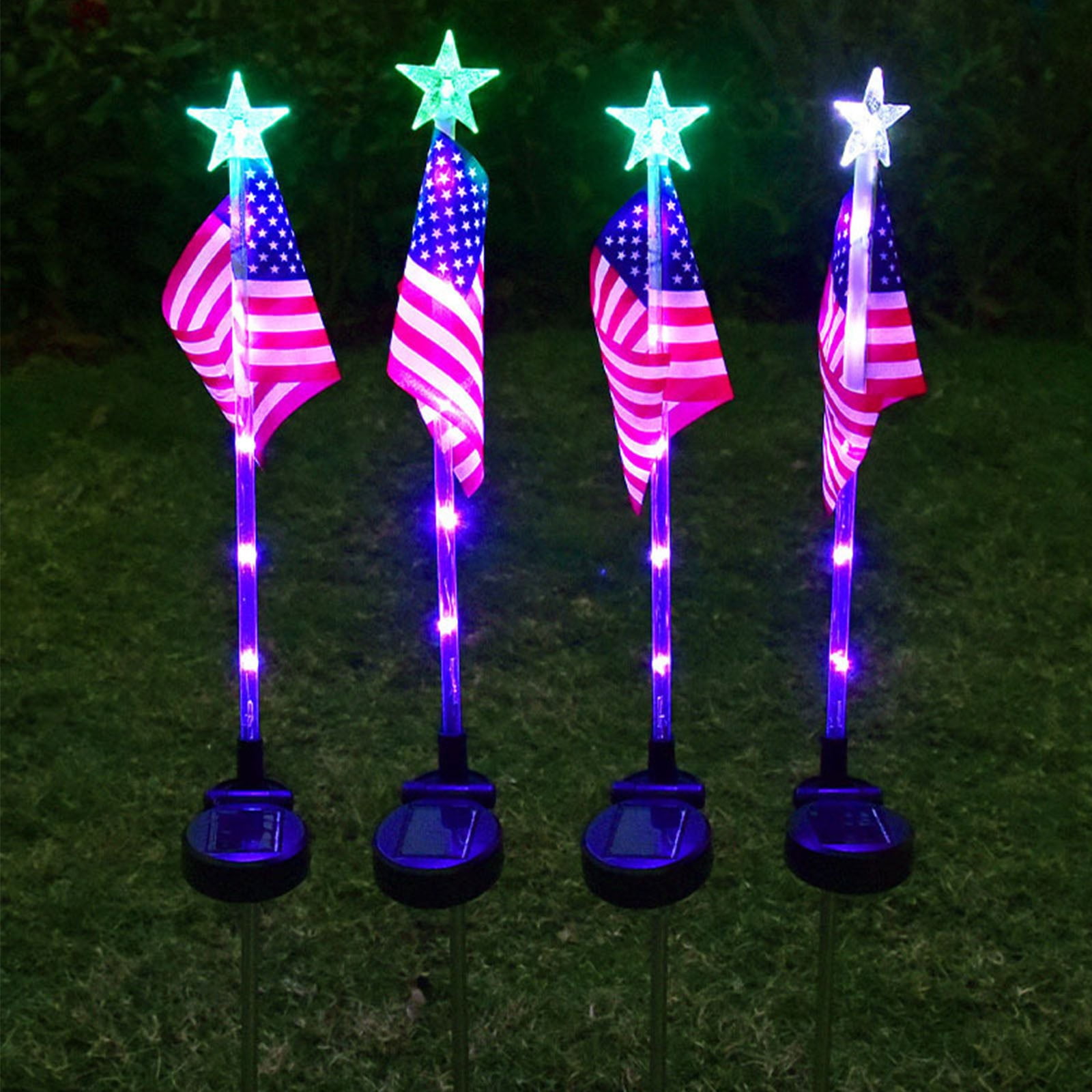 Vaidhai 4th Of July Decorations Outdoor Solar Garden Lights Red White