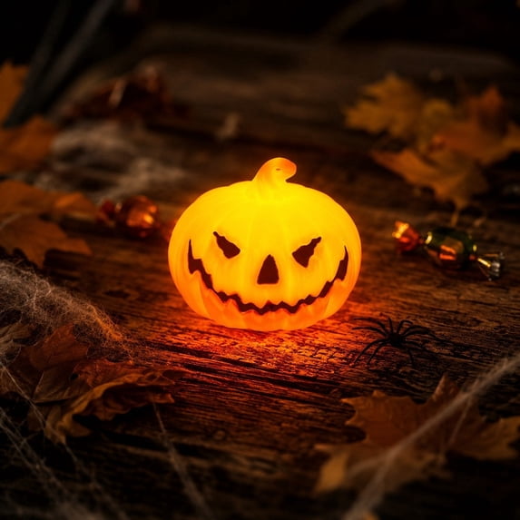 Halloween Pumpkin Decorations Outdoor Indoor, Mini Pumpkin Night Light Table Decor, Weather Resistant Small Pumpkin Figurine for Desk Shelf Halloween Party Indoor Home Decorations 1.97*2.17in 1 Pack