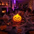 thumbnail image 1 of Halloween Pumpkin Dedorations Indoor Outdoor, Mini Pumpkin Night Light, Weather Resistant Small Pumpkin Figurine for Desk Shelf Halloween Party Indoor Home Decorations 4.72*3.94in 1pack, 1 of 7