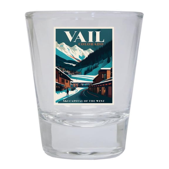Vail Colorado Design B Souvenir 2 oz Round Shot Glass Clear
