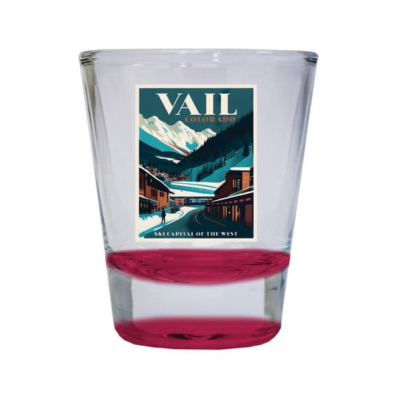 Vail Colorado Design B Souvenir 2 oz Round Shot Glass Red