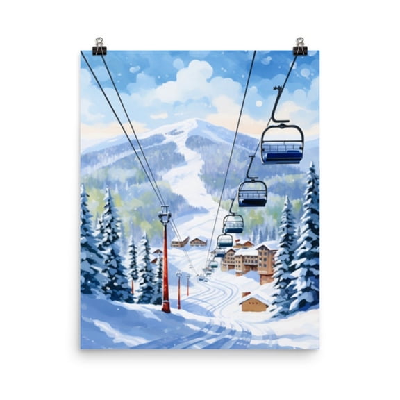 Vail Colorado Print, Ski Resort Wall Art, Rocky Mountain Winter Wonderland Decor, Alpine Travel Gift, Snowy Landscape #3483, Stretched Canvas Size 8x12