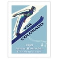 thumbnail image 1 of Vail Colorado USA - 1989 Alpine World Ski Championships - Ski Jump - Vintage Travel Poster by Leonid Tutrumov c.1989 - Bamboo Fine Art 290gsm Paper (Unframed) 17x22in, 1 of 4