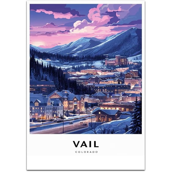 Vail Map Retro Style Travel Canvas, Vail Map Vintage Rustic Canvas Print, Home Office Wall Decoration, Vail Map Country Canvas Canvas xCOYj7