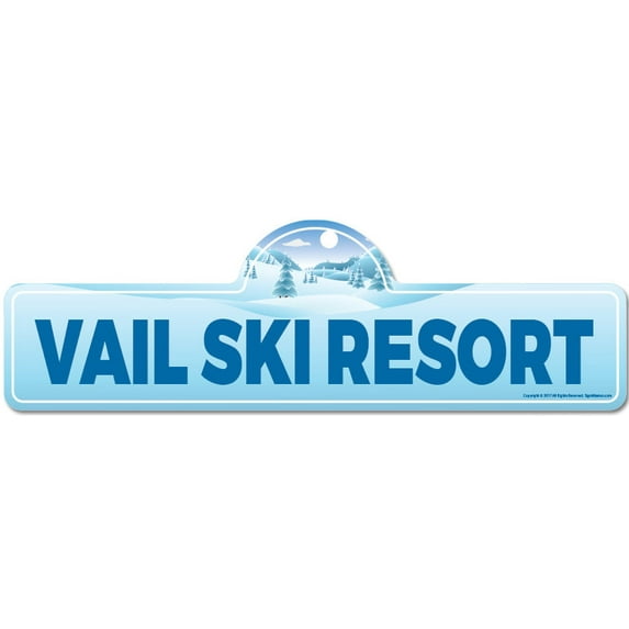 Vail Ski Resort Street Sign | Indoor/Outdoor | Skiing Skier Snowboarder Décor for Ski Lodge Cabin Mountian House | SignMission personalized gift