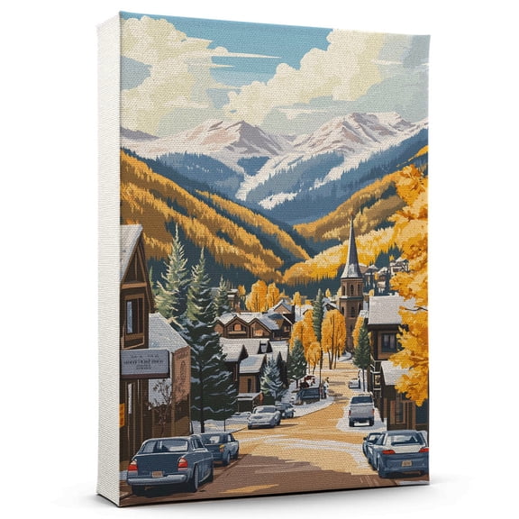 Vail Vintage Travel Canvass, Colorado Canvas Wall Art, Vail Canvas Wall Art, Colorado Wall Art Picture Print Decor - 105AZ1433